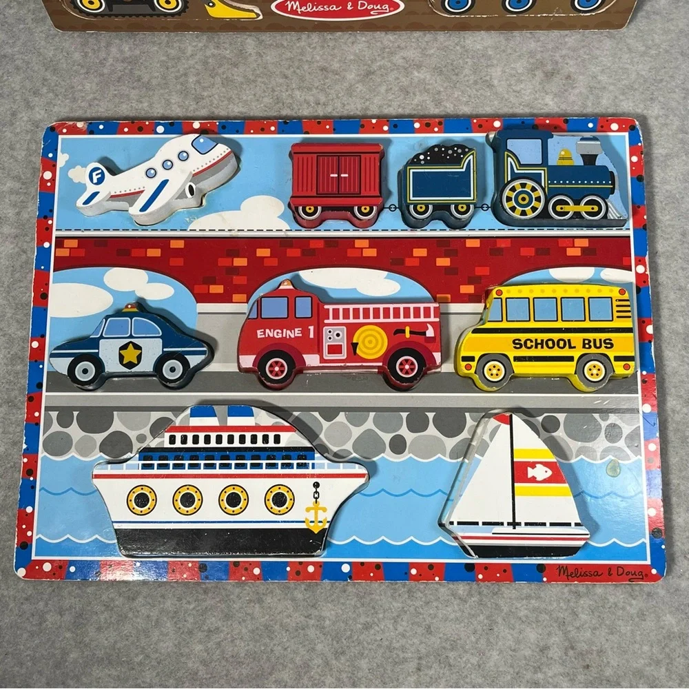 Melissa & Doug Wood Puzzles Transportation Construction Toddler Educational READ